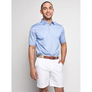 Peter Millar Nanoluxe Light Blue Golf Polo Shirt Short Sleeve Size XL